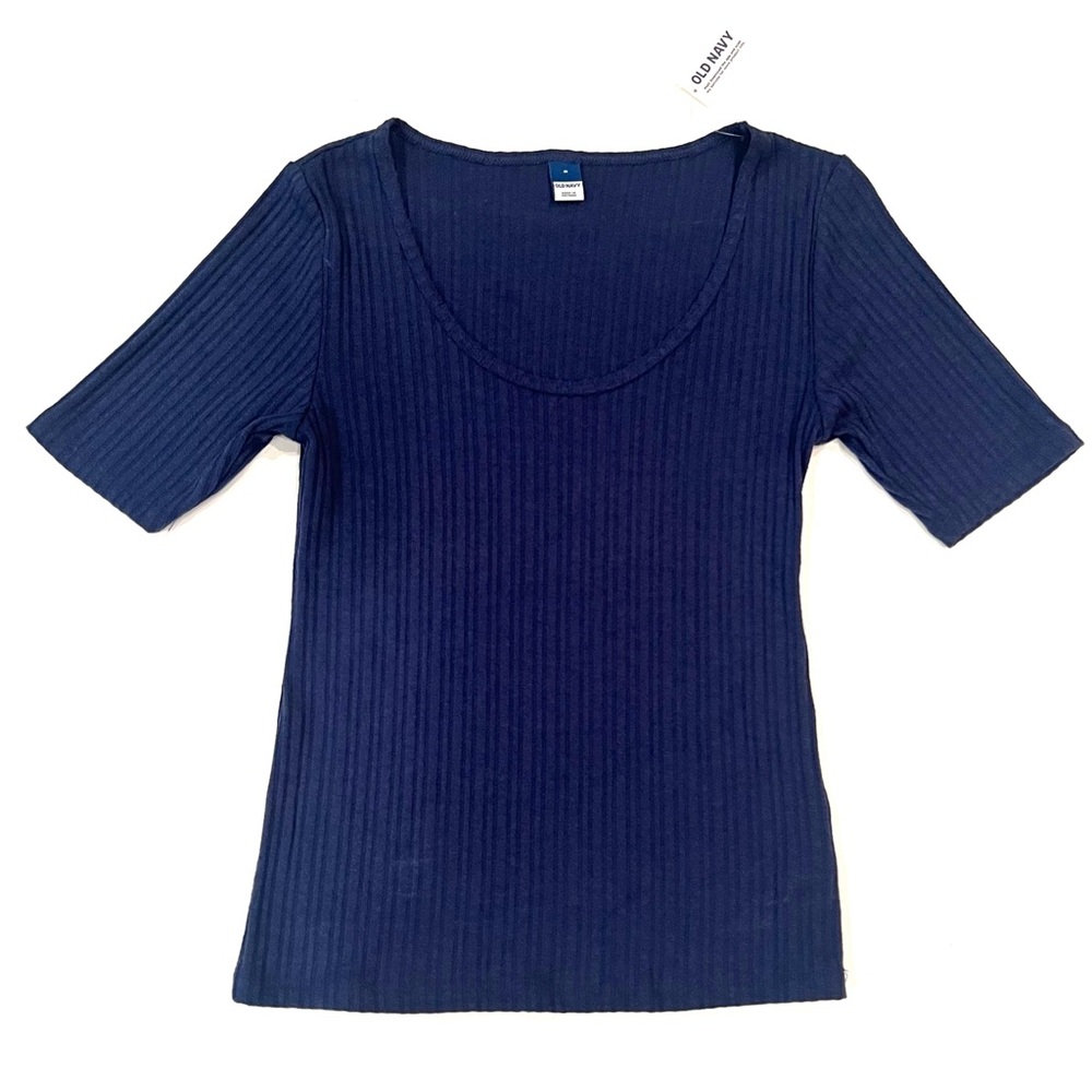 Old Navy Short Sleeve Ribbed Knit Scoop Neck Sweater Top Medium NEW